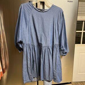 Zara Denim Chambray Baby Doll Dress Sz M